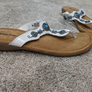 White Minnetonka sandals